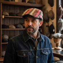 Sterling Striped Flat Cap™ Ivy Textile Angled Stripe Pattern