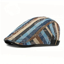 Sterling Striped Flat Cap™ Ivy Textile Angled Stripe Pattern