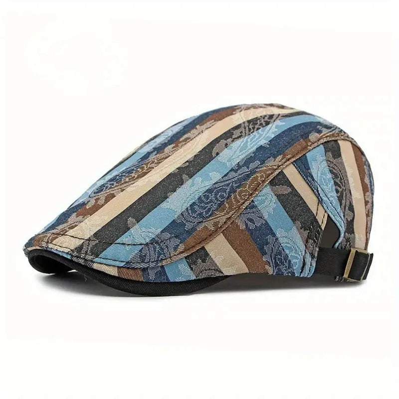 Sterling Striped Flat Cap™ Ivy Textile Angled Stripe Pattern