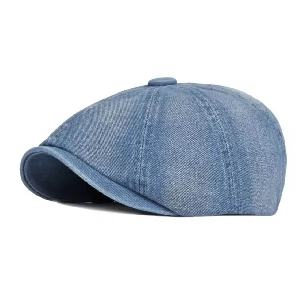 Sterling Denim Newsboy Cap™ Rounded Denim Crown Top Button