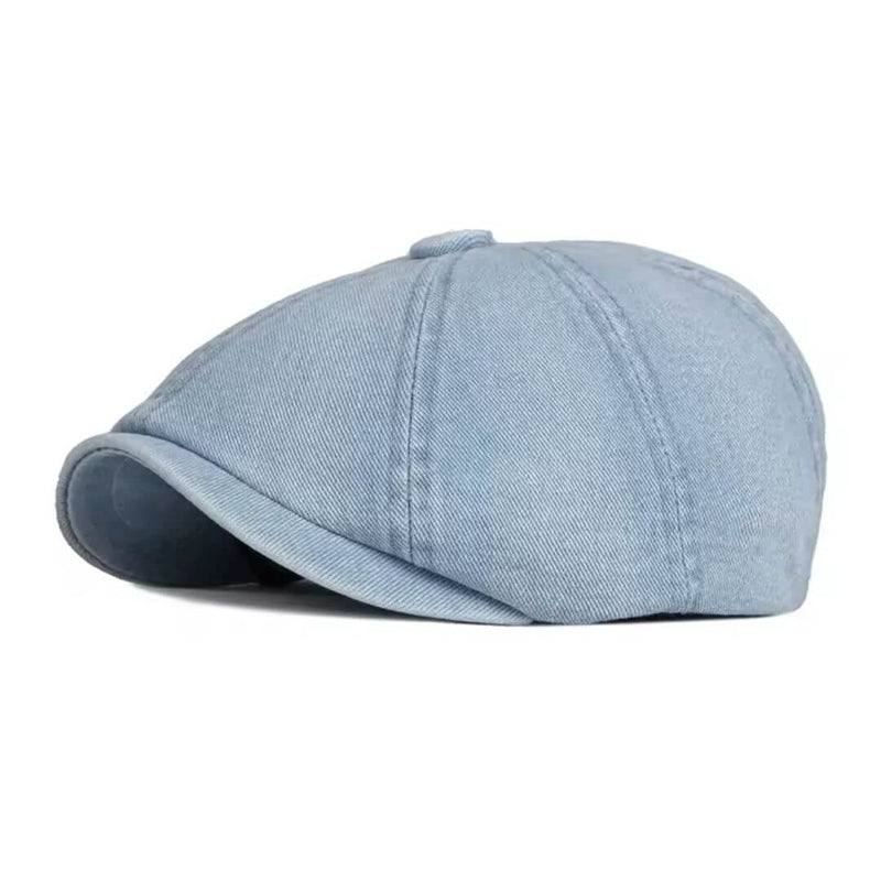 Sterling Denim Newsboy Cap™ Rounded Denim Crown Top Button