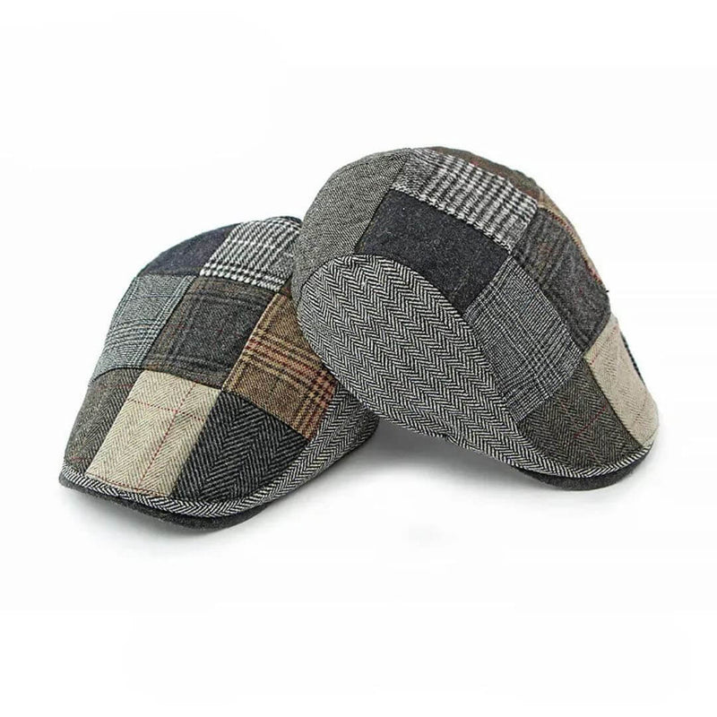 Sterling Patchwork Tweed Flat Cap™ Paneled Fabric Brim