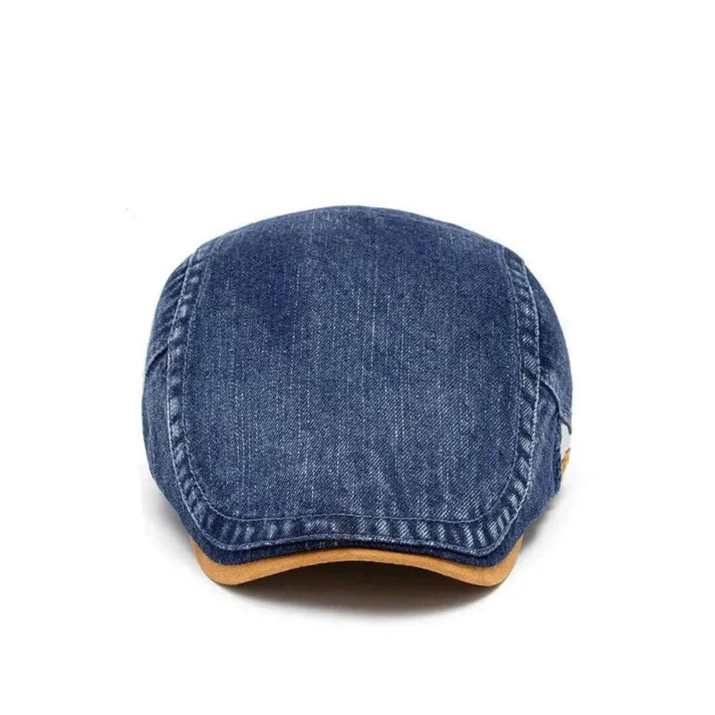 Sterling Denim Flat Cap™ Low Crown Denim Tan Buckle Strap