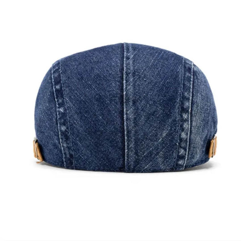 Sterling Denim Flat Cap™ Low Crown Denim Tan Buckle Strap
