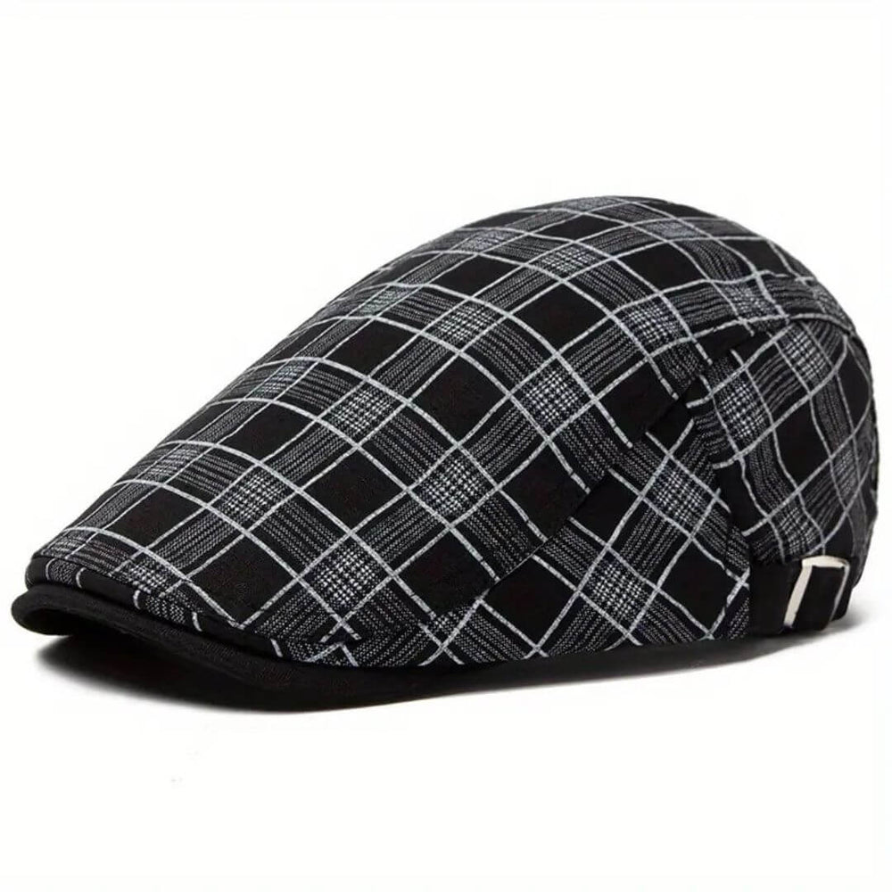 Sterling Linen-Cotton Plaid Flat Cap™ Ivy Linen Blend Check