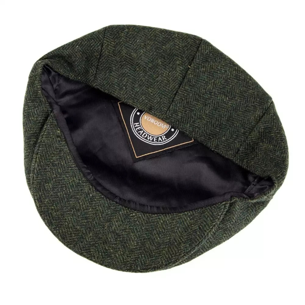 Sterling Birmingham Herringbone Flat Cap™ Soft Brim Detail