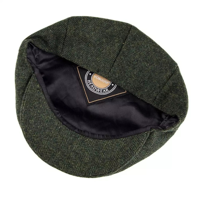 Sterling Birmingham Herringbone Wool Flat Cap™ Soft Brim Detail