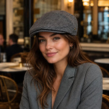 Sterling Birmingham Herringbone Wool Flat Cap™ Soft Brim Detail