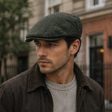 Sterling Birmingham Herringbone Wool Flat Cap™ Soft Brim Detail