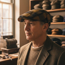 Sterling Plaid Flat Cap™ Ivy Shape Woven Fabric Side Buckle