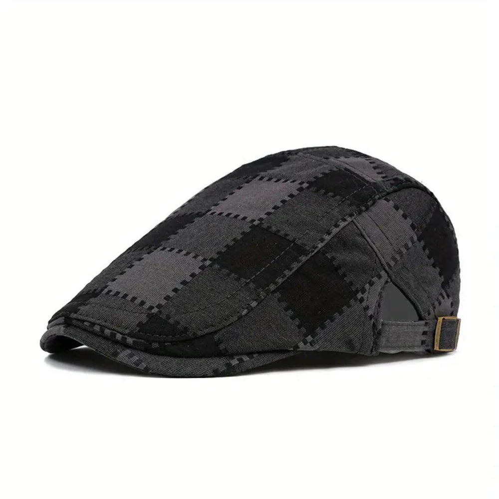 Sterling Plaid Flat Cap™ Ivy Shape Woven Fabric Side Buckle