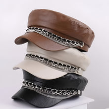 Sterling Leather Sailor Cap™ Chain Detail Structured Visor