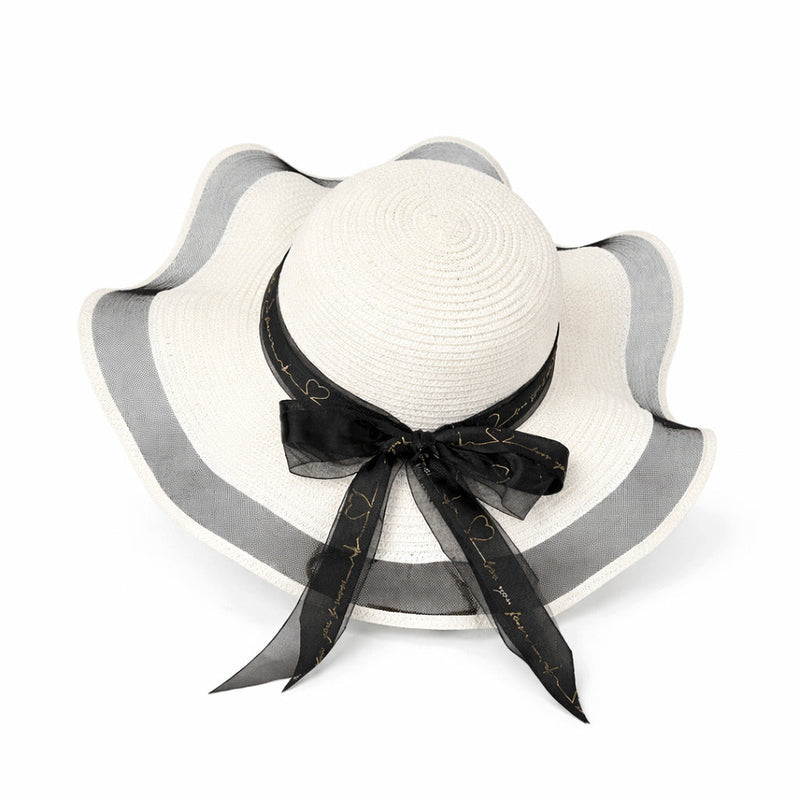 Sterling Straw Hat with Poppy Ribbon™ Wide Brim Woven Bow Detail