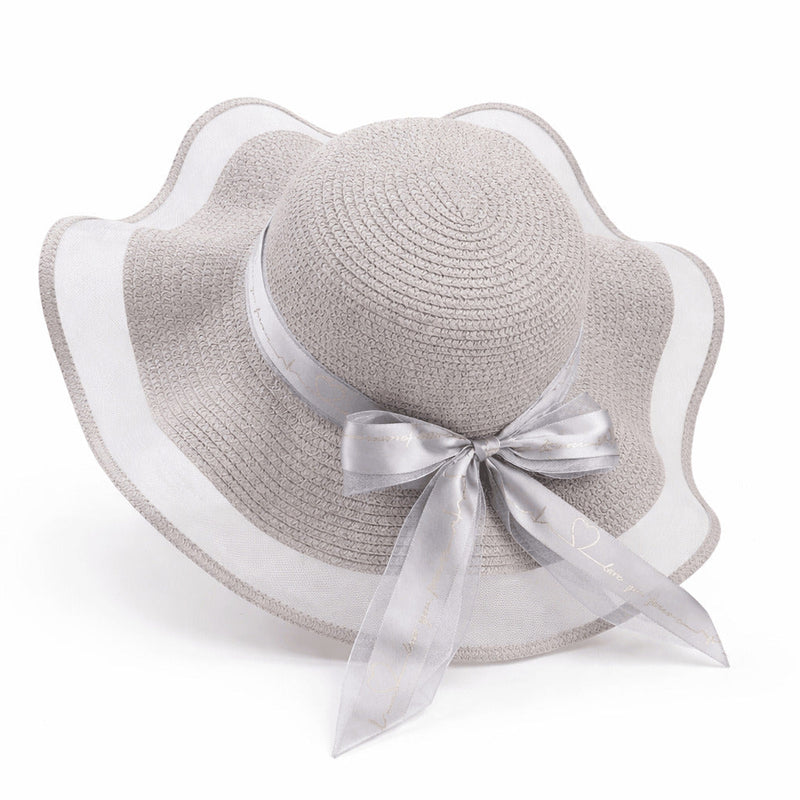 Sterling Straw Hat with Poppy Ribbon™ Wide Brim Woven Bow Detail