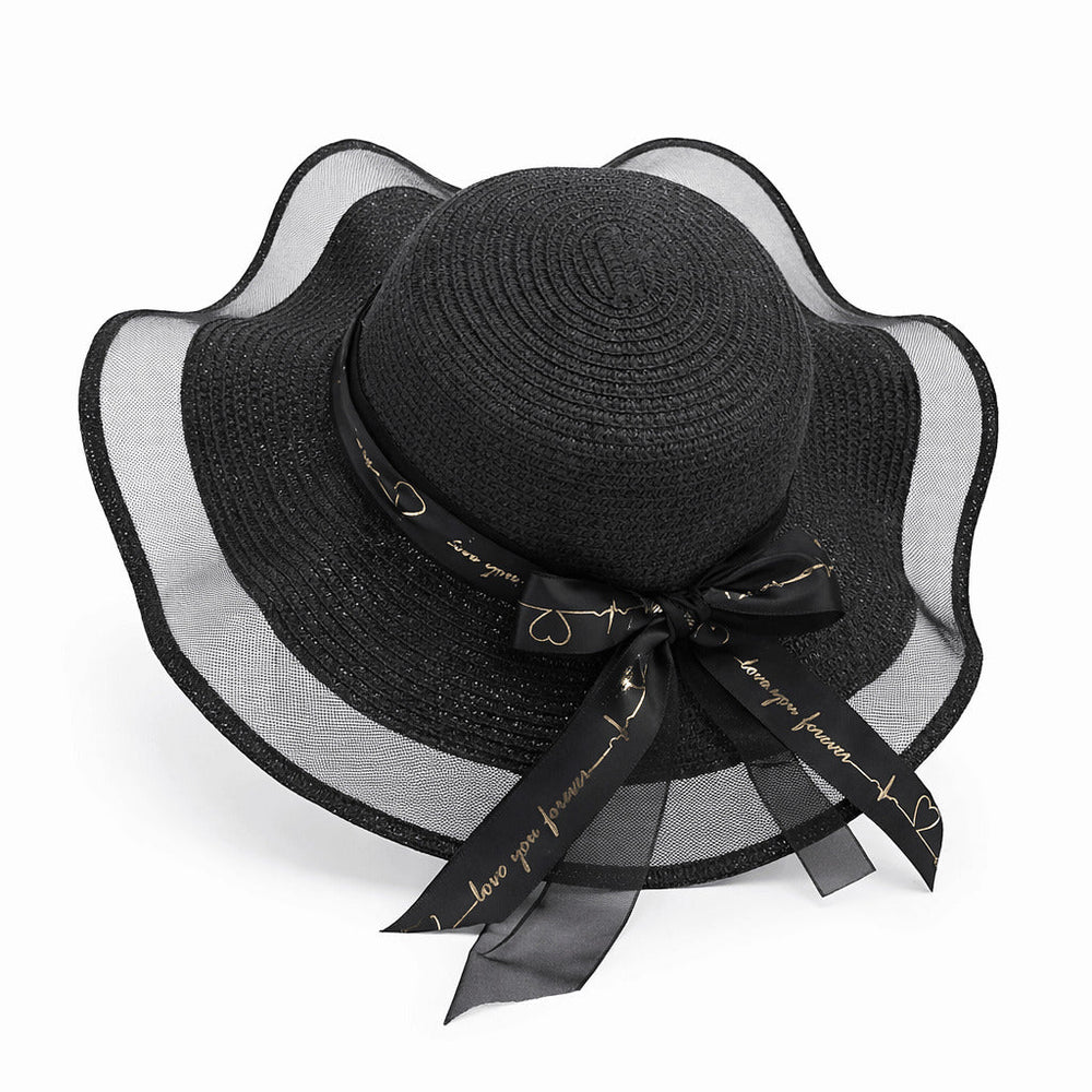 Sterling Straw Hat with Poppy Ribbon™ Wide Brim Woven Bow Detail
