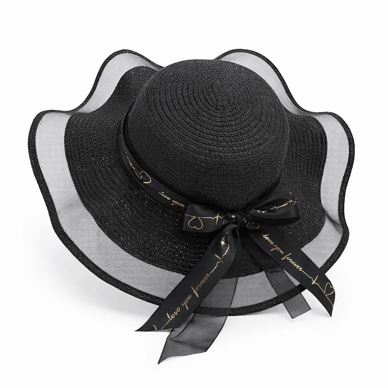 Sterling Straw Hat with Poppy Ribbon™ Wide Brim Woven Bow Detail