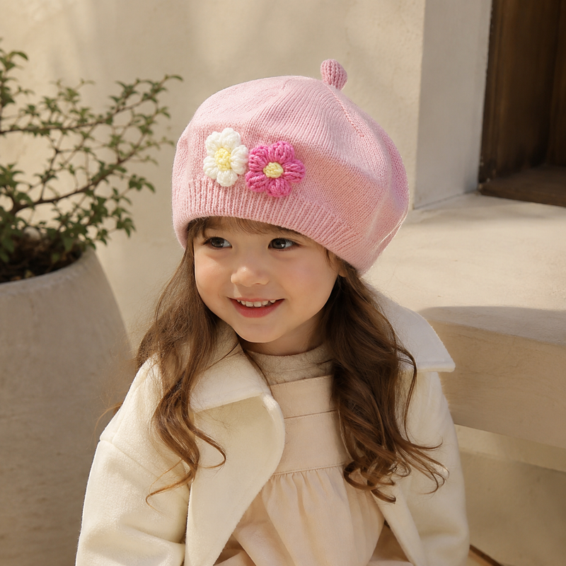 Sterling Petalyn Toddler Beret™ Polyester Knit Flower Accent
