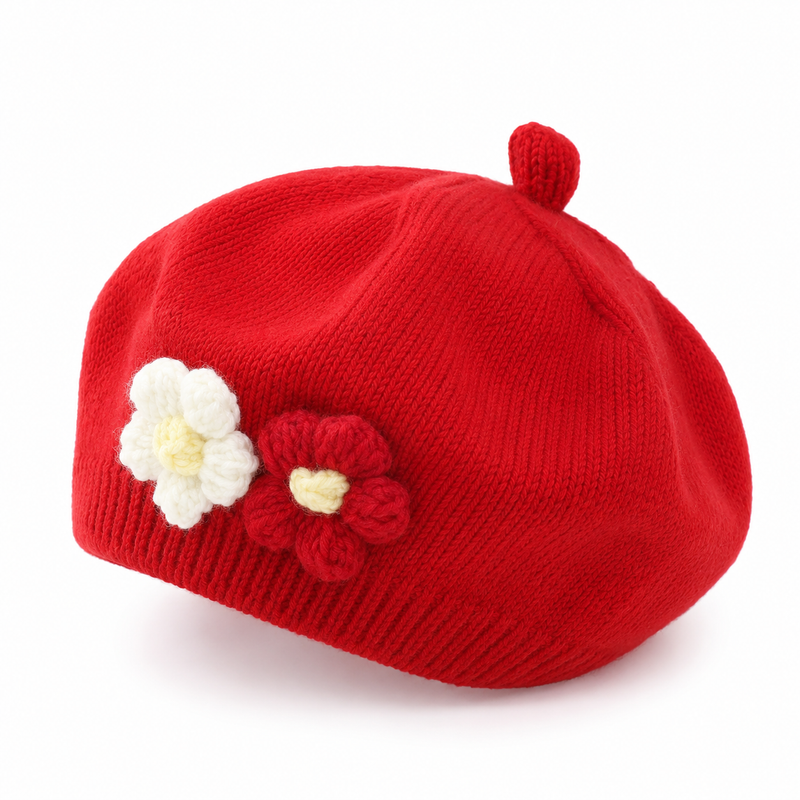 Sterling Petalyn Toddler Beret™ Polyester Knit Flower Accent