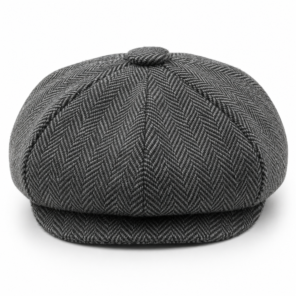 Sterling Vintage™ Wool Newsboy Flat Cap Wool Blend Herringbone