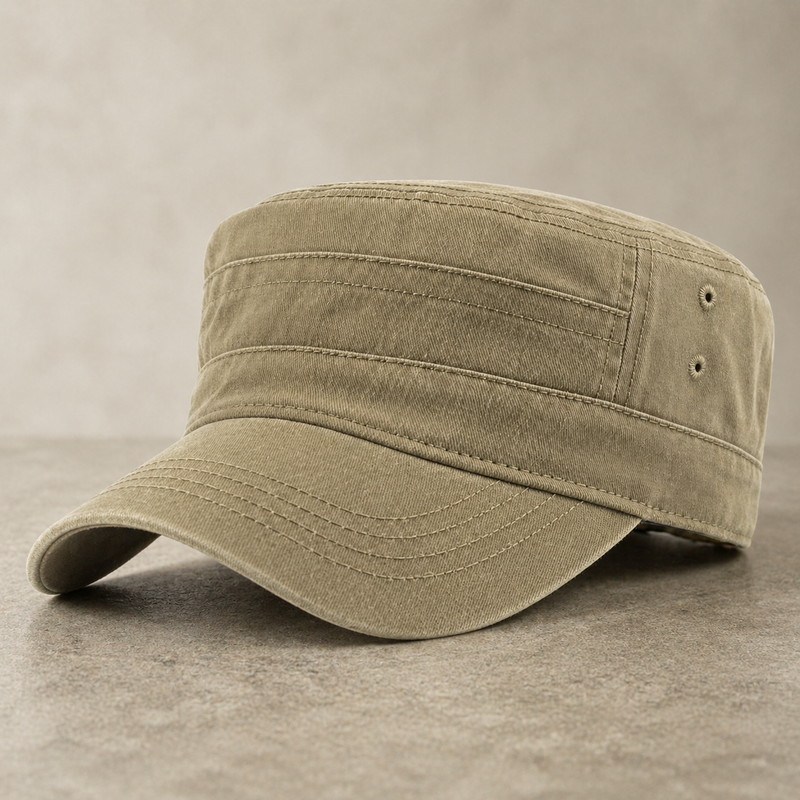 Sterling Military™ Style Flat Cap Cotton Short Eaves