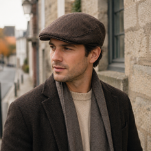 Sterling Herringbone™ Cheesecutter Flat Cap Polyester Curved Brim