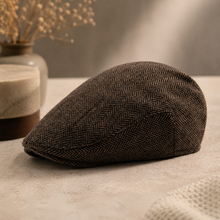 Sterling Herringbone™ Cheesecutter Flat Cap Polyester Curved Brim