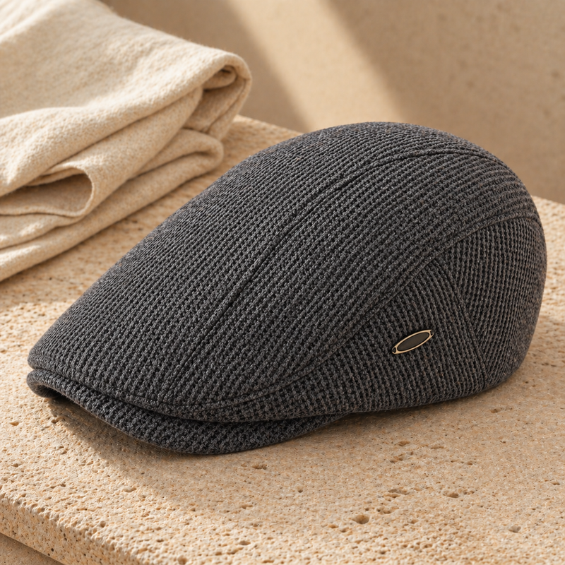 Sterling Houndstooth™ Cheesecutter Flat Wool Cap Curved Brim