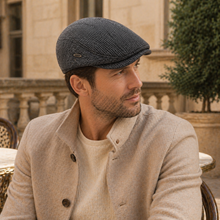Sterling Houndstooth™ Cheesecutter Flat Wool Cap Curved Brim