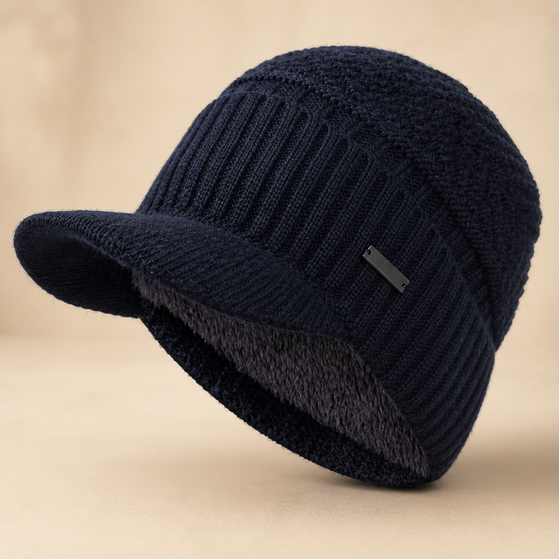 Sterling Fur Lined™ Beanie Visor Knit Cap Plush Ear Coverage