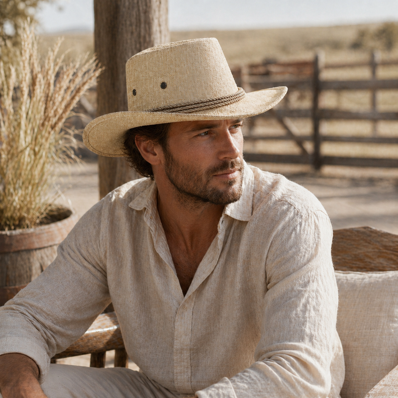 Sterling Linen Solid™ Color Cool Fedoras Hat Soft Brim Linen Band