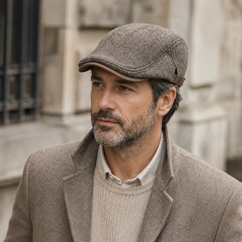 Sterling Cambridge™ Herringbone Wool Flat Cap Adjustable Fit