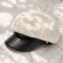 Sterling Vintage Mink Fur Beret Winter Cap™ Octagonal PU Brim