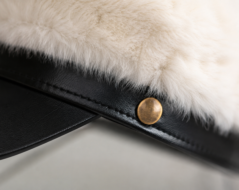 Sterling Vintage Mink Fur Beret Winter Cap™ Octagonal PU Brim