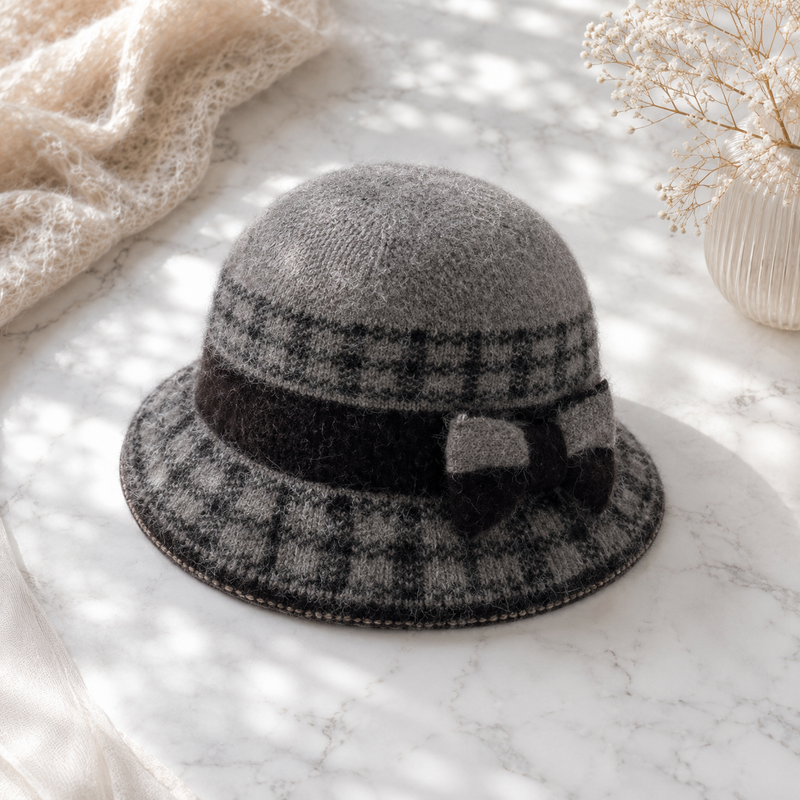 Sterling Dome Bow Bucket Cap™ Winter Cloche Hat Bow Accent
