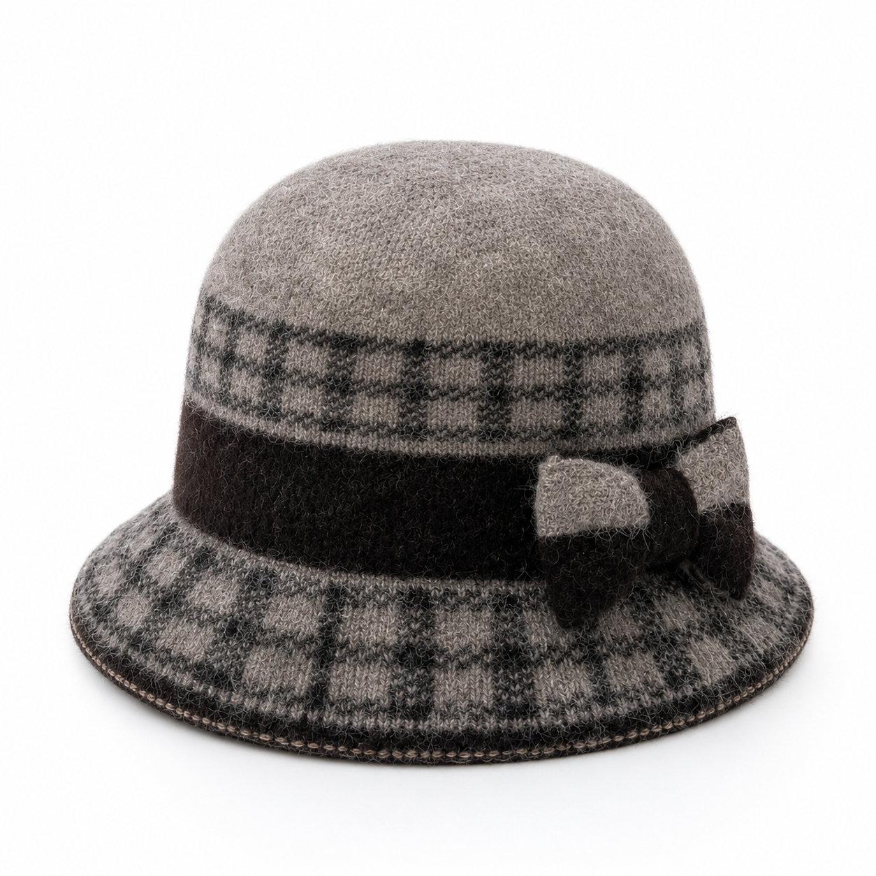 Sterling Dome Bow Bucket Cap™ Winter Cloche Hat Bow Accent