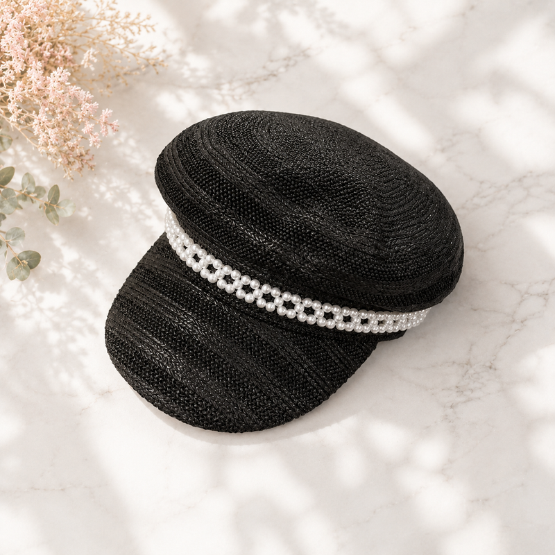 Sterling™ 202512-shi Sun Visor Paper Grass Weave Pearl Chain Detail