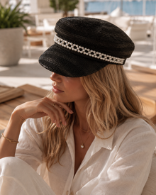 Sterling™ 202512-shi Sun Visor Paper Grass Weave Pearl Chain Detail