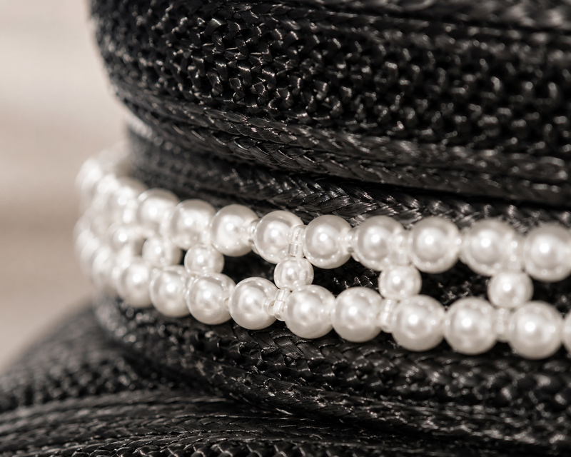 Sterling™ 202512-shi Sun Visor Paper Grass Weave Pearl Chain Detail