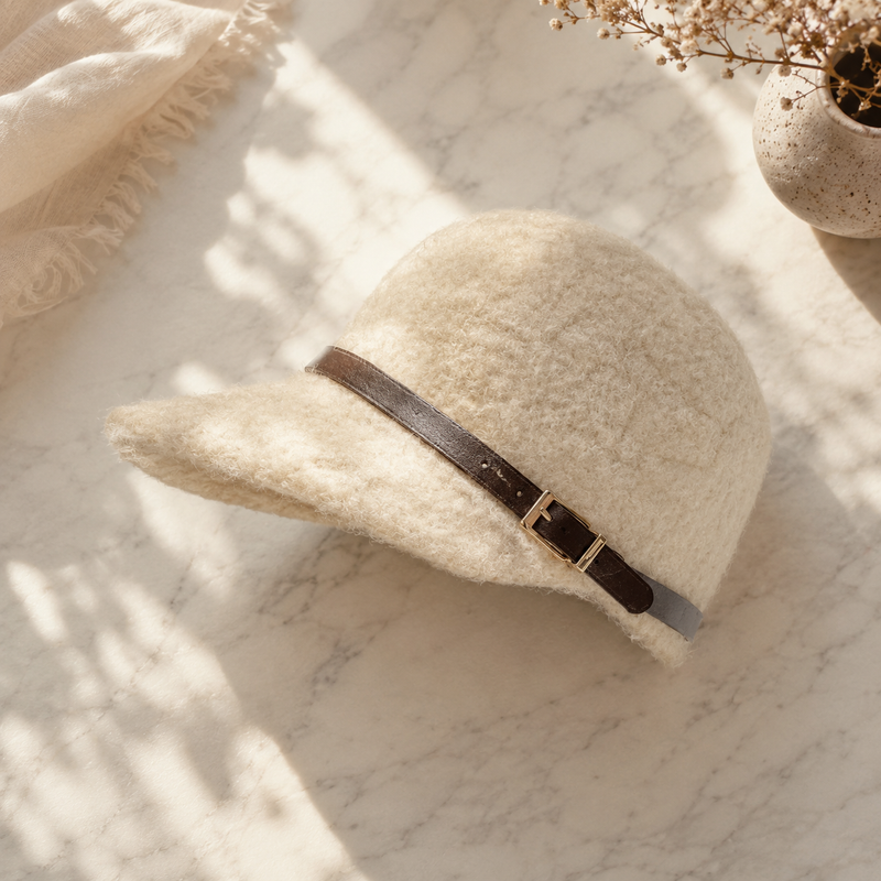 Sterling Woolen Equestrian Hat™ Short Brim Peaked Cap Buckle Detail