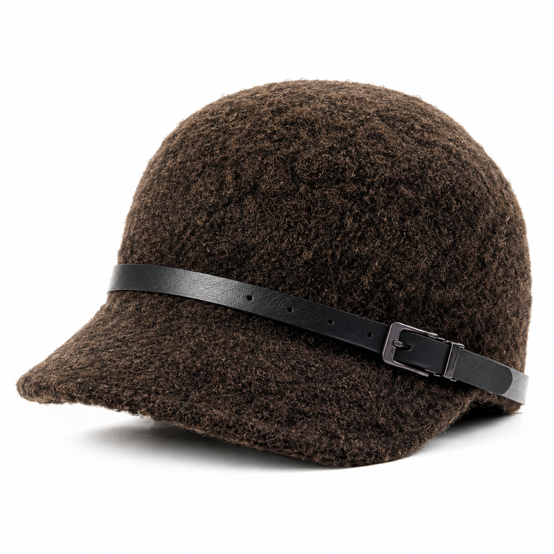 Sterling Woolen Equestrian Hat™ Short Brim Peaked Cap Buckle Detail
