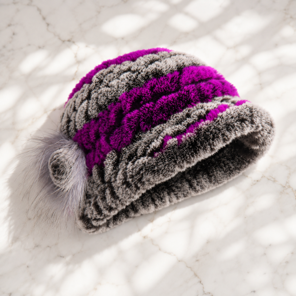 Sterling Rex Knit™ Beanie Winter Hat Rabbit Fur Soft Knitted Finish