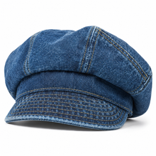 Sterling™ Star Pin Denim Look Beret Polyester Short Brim Newsboy Cap