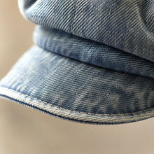 Sterling™ Star Pin Denim Look Beret Polyester Short Brim Newsboy Cap