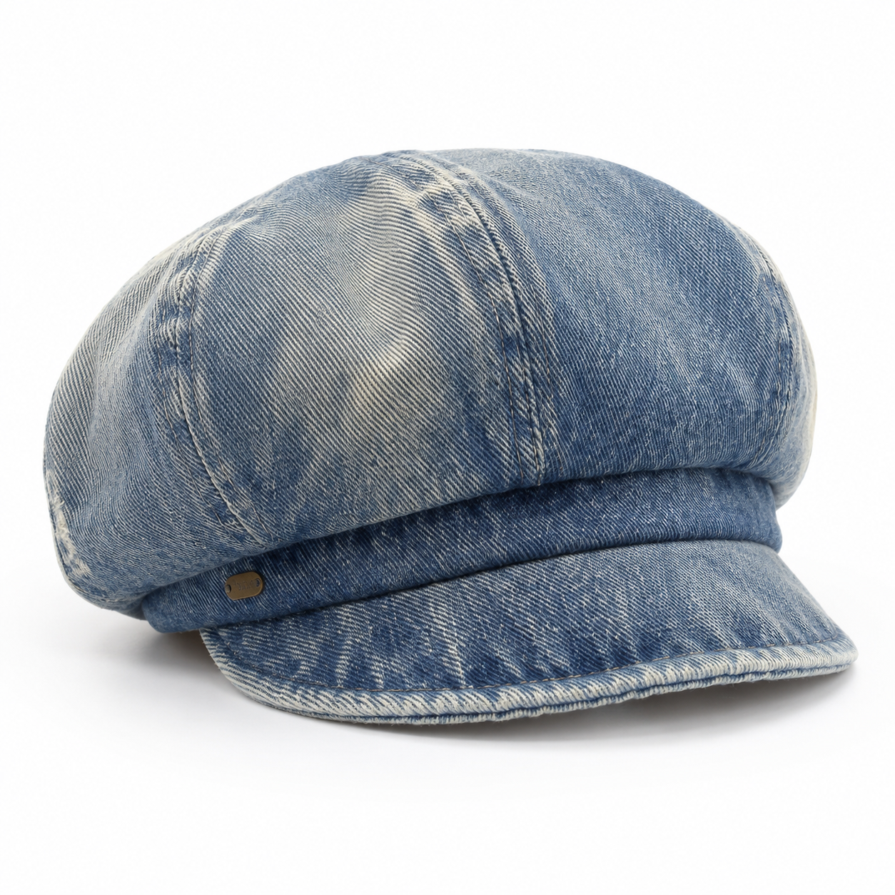 Sterling™ Star Pin Denim Look Beret Polyester Short Brim Newsboy Cap