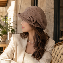 Sterling Bow Brim Beret Warm Polyester Newsboy Cap™ With Side Bow
