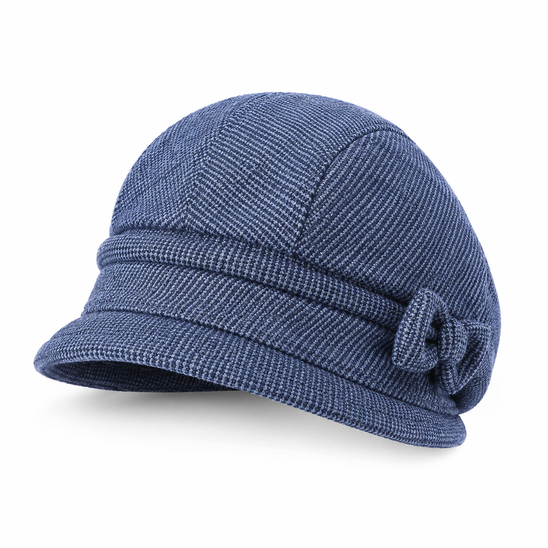 Sterling Bow Brim Beret Warm Polyester Newsboy Cap™ With Side Bow