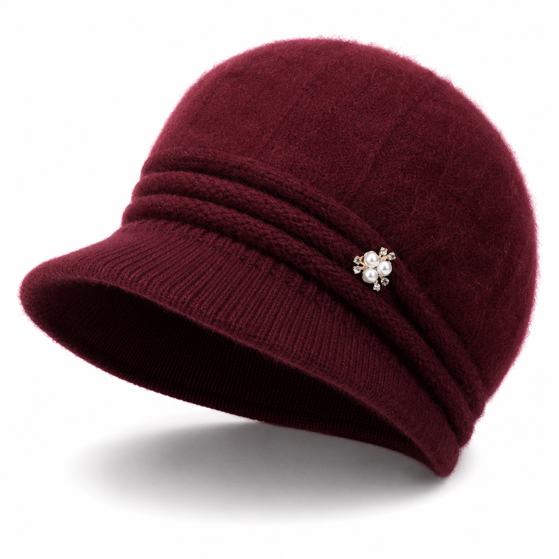 Sterling Butterfly Knot Fleece Lined Cable Knit Brim Cap™