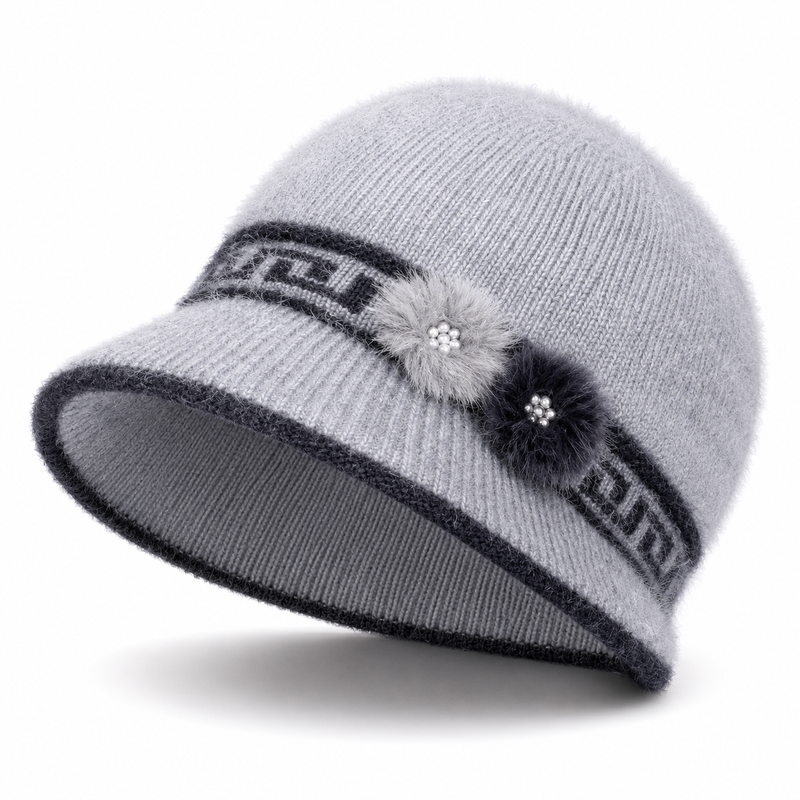 Sterling Butterfly Knot Fleece Lined Cable Knit Brim Cap™