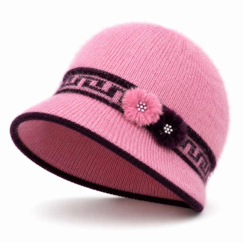 Sterling Butterfly Knot Fleece Lined Cable Knit Brim Cap™
