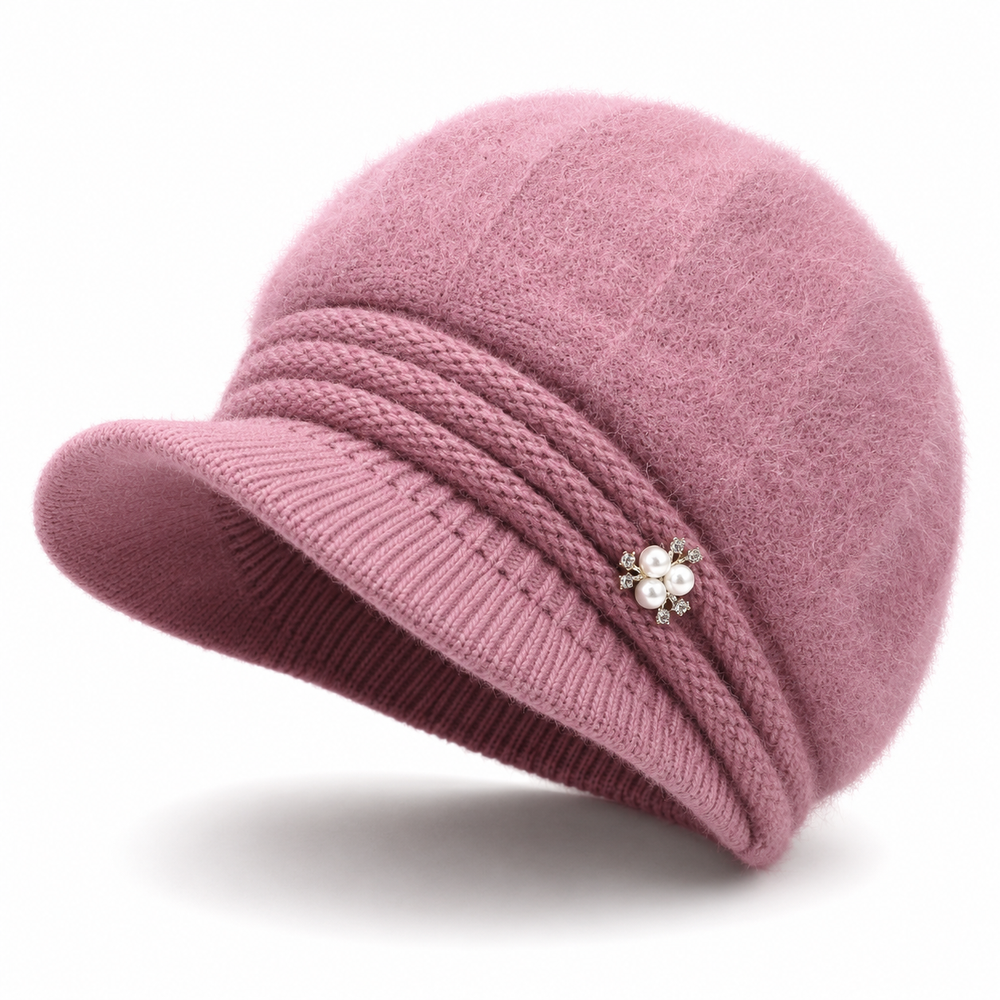 Sterling Butterfly Knot Fleece Lined Cable Knit Brim Cap™